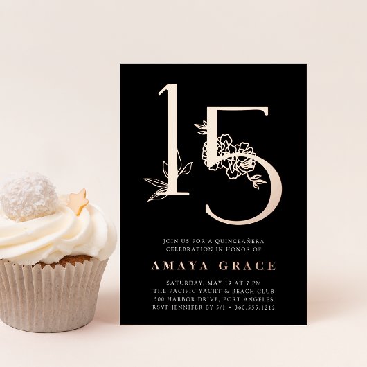 黄金時代 |キンセアニェラ誕生日バラ金ゴールド 箔招待状