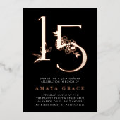 黄金時代 |キンセアニェラ誕生日バラ金ゴールド 箔招待状 (正面)