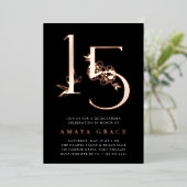 黄金時代 |キンセアニェラ誕生日バラ金ゴールド 箔招待状 (立ち正面)