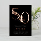 黄金時代 |第50回バースデーパーティーバラ金ゴールド 箔招待状 (立ち正面)