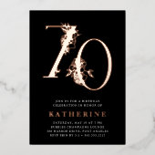 黄金時代 |第70回バースデーパーティーバラ金ゴールド 箔招待状 (正面)