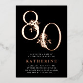 黄金時代 |第80回バースデーパーティーバラ金ゴールド 箔招待状 (正面)