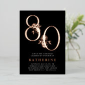 黄金時代 |第80回バースデーパーティーバラ金ゴールド 箔招待状 (立ち正面)