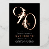 黄金時代 |第90回バースデーパーティーバラ金ゴールド 箔招待状 (正面)