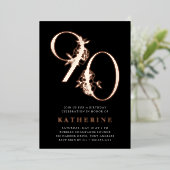 黄金時代 |第90回バースデーパーティーバラ金ゴールド 箔招待状 (立ち正面)