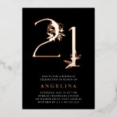 黄金時代 |誕生日パーティーバラ金ゴールド 箔招待状 (正面)