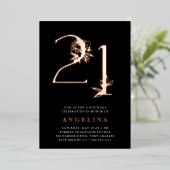 黄金時代 |誕生日パーティーバラ金ゴールド 箔招待状 (立ち正面)