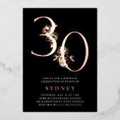 黄金時代 | 30th誕生日パーティーバラ金ゴールド 箔招待状 (正面)