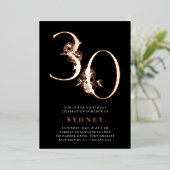 黄金時代 | 30th誕生日パーティーバラ金ゴールド 箔招待状 (立ち正面)