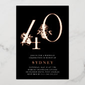 黄金時代 | 40th誕生日パーティーバラ金ゴールド 箔招待状 (正面)
