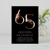 黄金時代 | 65thバースデーパーティーバラ金ゴールド 箔招待状 (立ち正面)