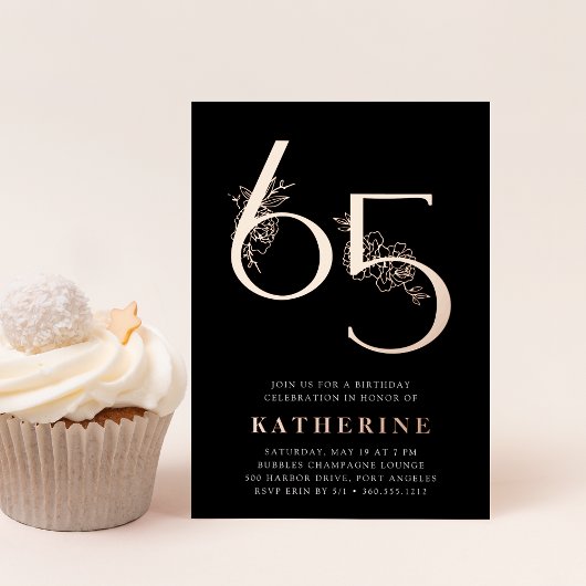 黄金時代 | 65thバースデーパーティーバラ金ゴールド 箔招待状