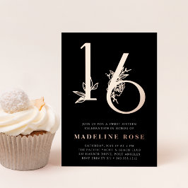 黄金時代 | Sweet 16 Birthday Partyバラ金ゴールド 箔招待状