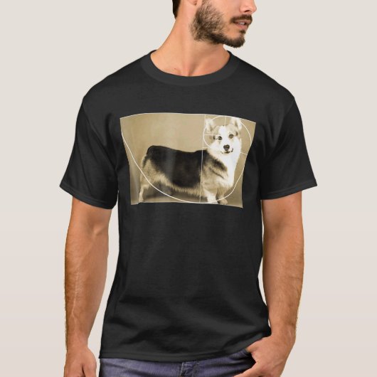 黄金比コーギー フィボナッチ螺旋 数学Tシャツ Tシャツ (正面)