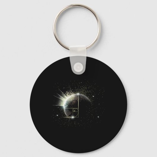 黄金比 フィボナッチ 数学教師 スパイラル宇宙 P キーホルダー (正面)