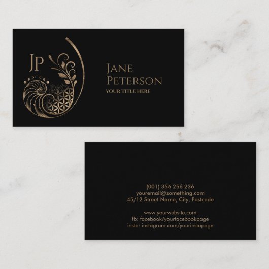 黄金比 – 生命の花 – 聖幾何学 名刺 (正面/裏面)