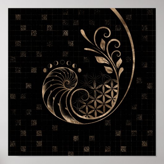 黄金比 – 聖幾何学オーナメント ポスター (正面)