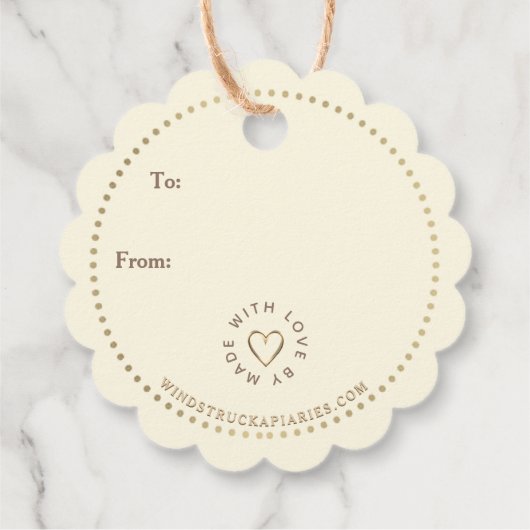 黄金淡い色の菜ホタテ貝蜜蝋燭ラベル フェイバータグ (裏面)