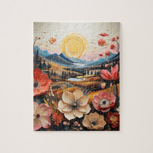 黄金渓谷の花：夢のような自然アート ジグソーパズル (縦)