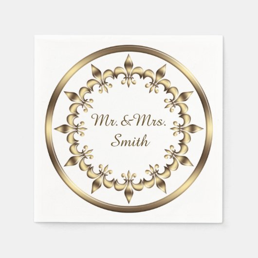 黄金王室の円要素。フルーア・デ・リス スタンダードカクテルナプキン (正面)