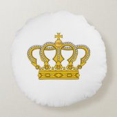 黄金王室の王冠オンホワイトラウンドピロー ラウンドクッション (裏面)