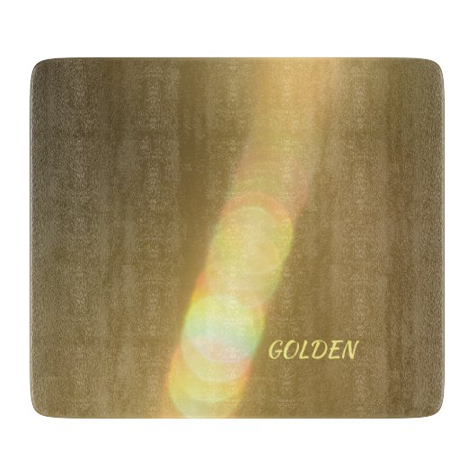 黄金白熱［赤熱］光を放つ青銅製カスタマイズ可能ガラス カッティングボード (正面)