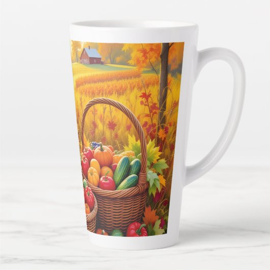 黄金秋のオレンジの収穫 カフェラテマグ (右)