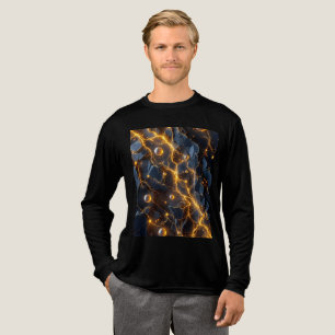 黄金稲妻付き電気エネルギー抽象芸術 トライブレンドTシャツ