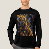 黄金稲妻付き電気エネルギー抽象芸術 トライブレンドTシャツ (正面)