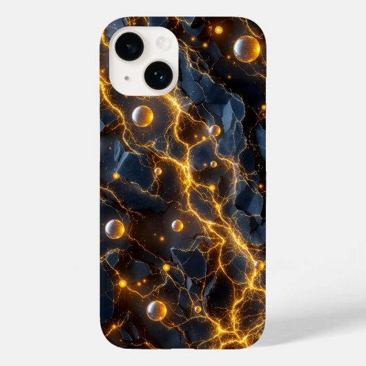 黄金稲妻付き電気エネルギー抽象芸術 Case-Mate iPhoneケース (裏面)