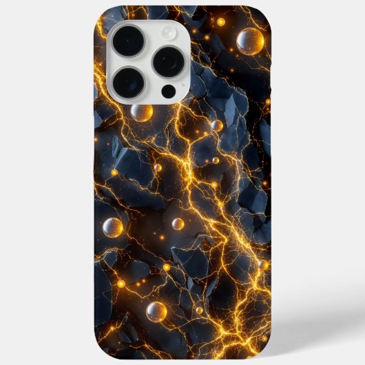 黄金稲妻付き電気エネルギー抽象芸術 Case-Mate iPhoneケース (裏面)