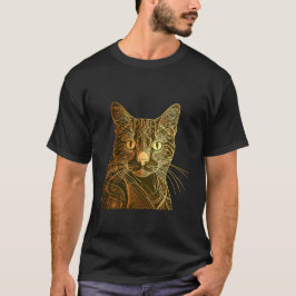 黄金細線猫華美ポートレート Tシャツ