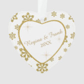 黄金結婚記念日の雪片 オーナメント (裏面)