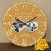 黄金結婚記念日過去プレゼント写真 ラージ壁時計