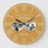 黄金結婚記念日過去プレゼント写真 ラージ壁時計 (正面)