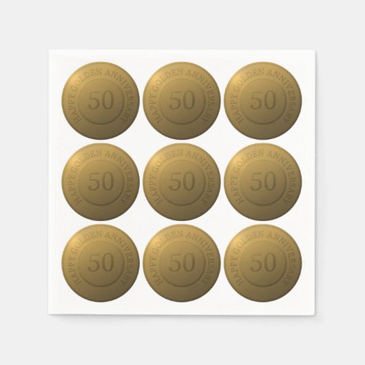 黄金結婚記念日 スタンダードカクテルナプキン (正面)