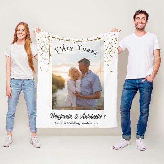 黄金結婚記念日 フリースブランケット (インサイチュ)