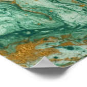 黄金緑のアクリル:大理石のテクスチャアート。 ポスター (角)