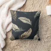 黄金羽模様の枕 クッション (ブランケット)