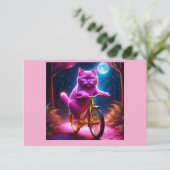 黄金自転車に乗るピンクの猫 サンキューカード (スタンド正面)