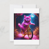 黄金自転車に乗るピンクの猫 サンキューカード (裏面)