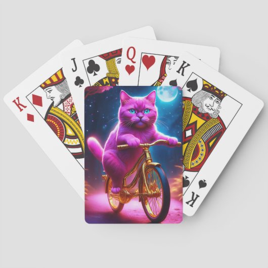 黄金自転車に乗るピンクの猫 トランプ (裏面)
