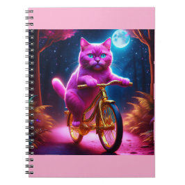 黄金自転車に乗るピンクの猫 ノートブック