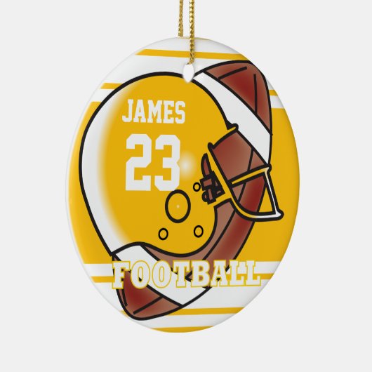 黄金色と白のサッカー セラミックオーナメント (右)