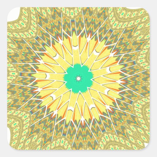 黄金色のアフリカ民族部族パターンアート スクエアシール (正面)