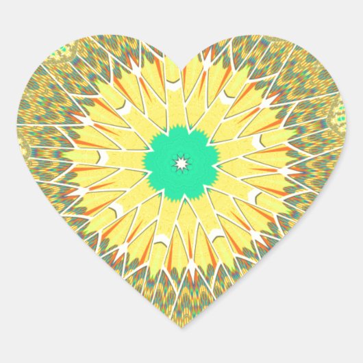 黄金色のアフリカ民族部族パターンアート ハートシール (正面)