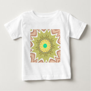 黄金色のアフリカ民族部族パターンアート ベビーTシャツ
