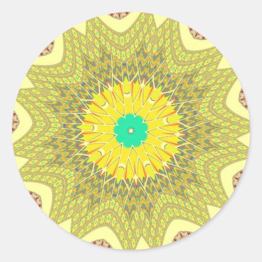 黄金色のアフリカ民族部族パターンアート ラウンドシール (正面)