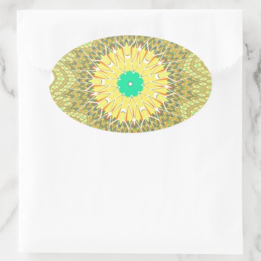 黄金色のアフリカ民族部族パターンアート 楕円形シール (バッグ)