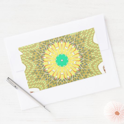 黄金色のアフリカ民族部族パターンアート 長方形シール (封筒)